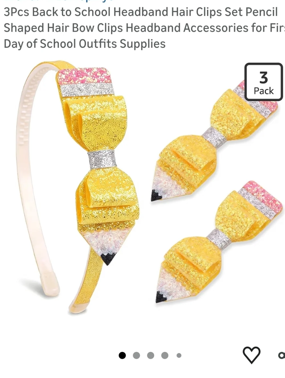 Glitter Pencil Headband & Clip Set